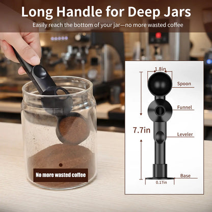 Coffee Scoop with Funnel for Reusable K Cup Refillable Coffee Pods, 2 TBSP Mess-Free Measuring Spoon with Sliding Leveler, Ideal for Ground Coffee, Protein Powder & Tea (1-Pack)