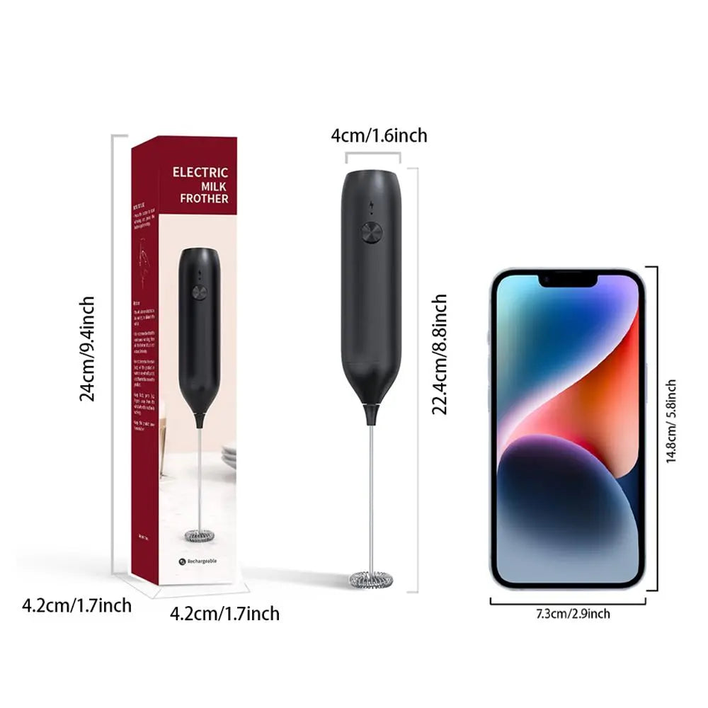 Handheld Electric Milk Frother, Type-C Rechargeable Coffee Milk Frother, Household Kitchen Appliances