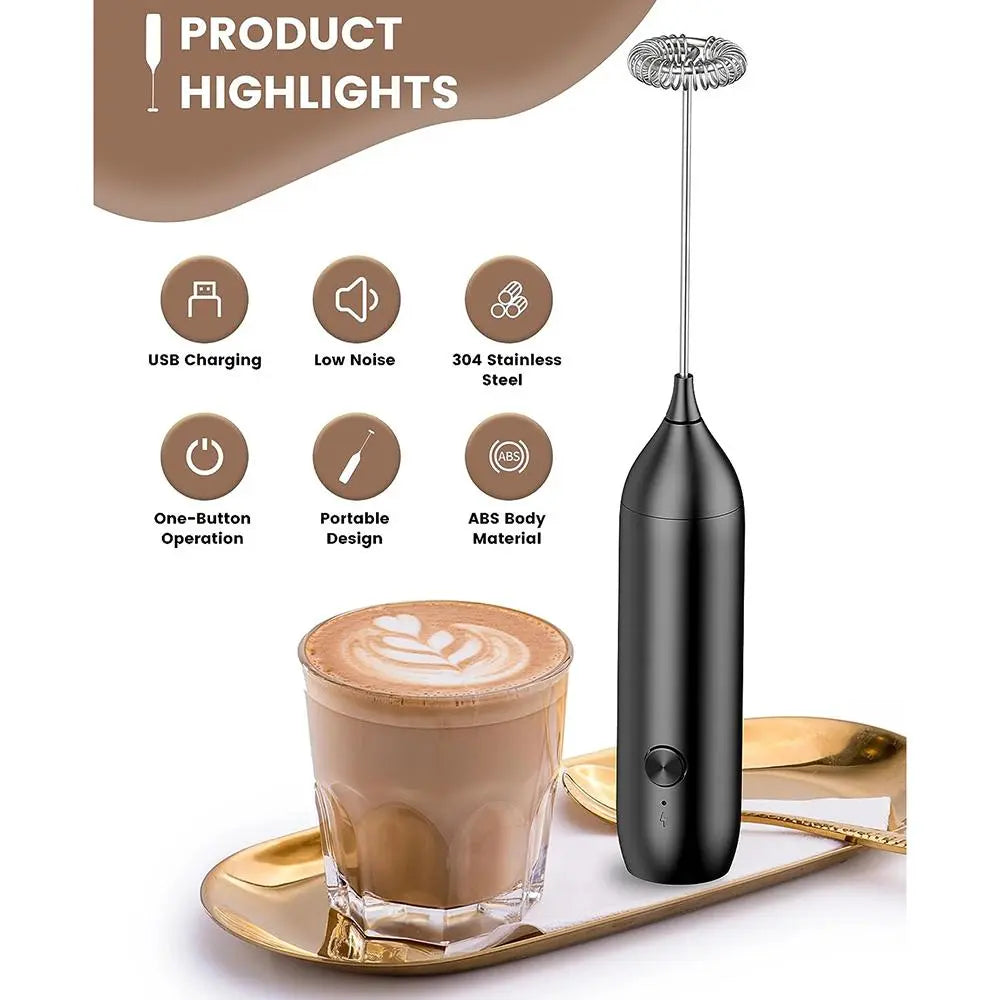 Handheld Electric Milk Frother, Type-C Rechargeable Coffee Milk Frother, Household Kitchen Appliances